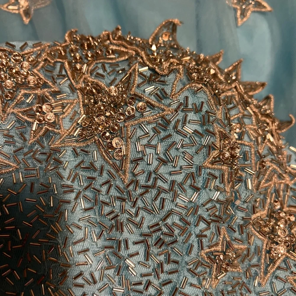 Sherri Hill Ice Blue Strapless Prom Dress with Beaded Star Design Size 4 - Picture 8 of 8